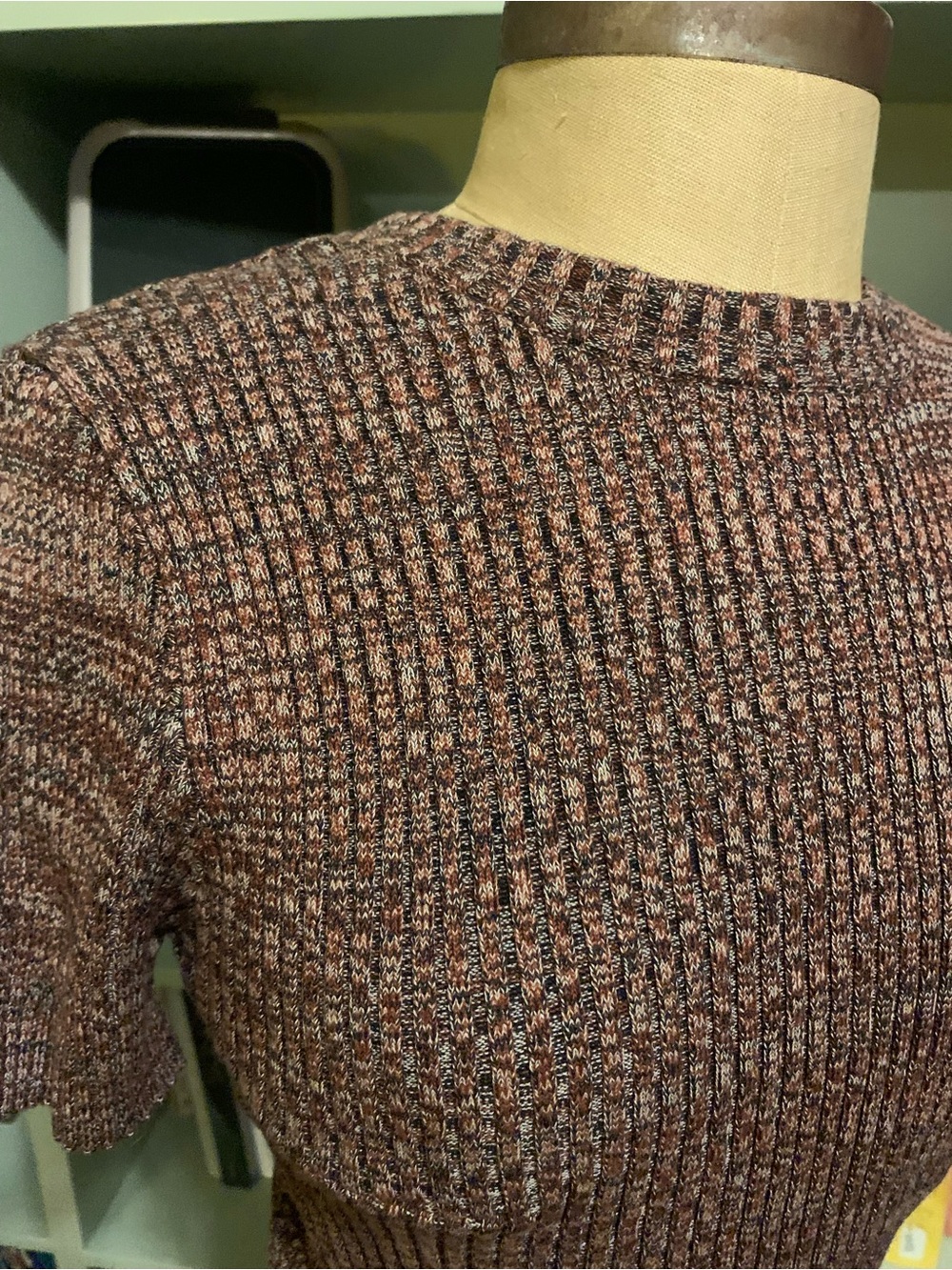 Apiece Apart Marled Rust-Brown Ribbed Knit Top - Picture 2 of 5